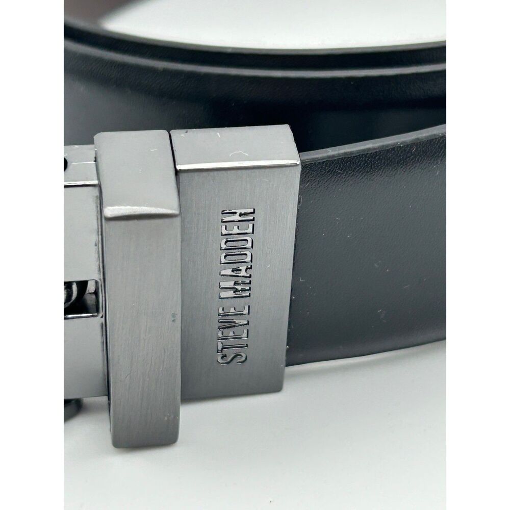 Steve Madden Mens Reversible Belt Black Brown Gunmetal Buckle Size L 38-40 J - Picture 2 of 8